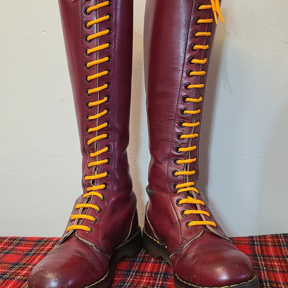 WOW 1989 Dr Martens Boots BEFORE Air Wair. Cherry Docs Boots. 20 eye Dr Martens
